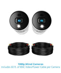 Set of 1080p HD Indoor Outdoor Spotlight Cameras Wired Add On With Preset Voice Alerts And Built In Siren For DVR Systems
