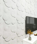 Bubble Texture 3D PVC Wall Panels 12 Pack For Interior Decor Covers 32 Square Feet 19.7 Inches By 19.7 Inches installed in living room