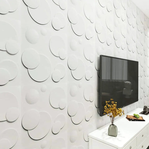 Bubble Texture 3D PVC Wall Panels 12 Pack For Interior Decor Covers 32 Square Feet 19.7 Inches By 19.7 Inches installed in living room