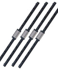 Top Shelf 4 Pack MGN12 Linear Slide Rail Kit With 4 Matched MGN12H Carriage Blocks For 3D Printers And CNC Machines Premium Black Oxide Finish, showing four steel rails with carriage blocks.