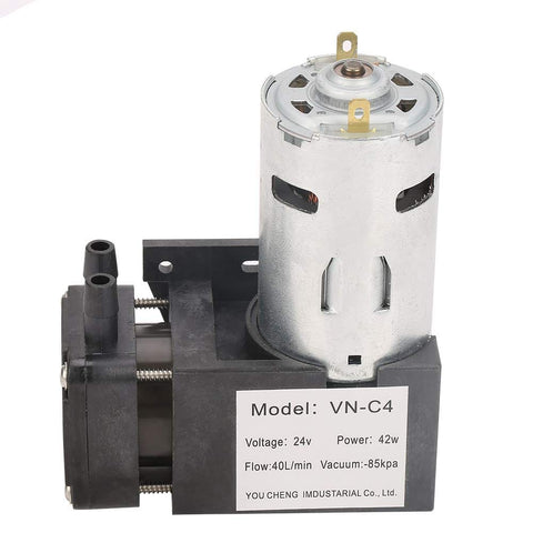 Mini Oil Free Vacuum Pump 24V DC -85 KPa Vacuum 40 Lpm Flow Oilless Design with label for industrial use
