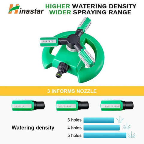 Lawn Sprinkler Automatic Garden Irrigation System With 360 Degree Rotation For Big Yard Coverage Adjustable Spray Nozzles Light Green