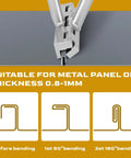 Diagram of 2 In 1 Hand Seamer And Roofing Tool For Standing Seam Metal Panels with bending stages for 0.8-1mm metal thickness