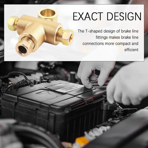 Three Sixteenth Brake Line Tee Kit With Fittings For A Three Way Brake Line Tee Union DIY Friendly Rust Proof Connector For Cars And Trucks Includes Fittings And Leak Check Guide To Keep Your Brake Piping In Top Shape., 3/16 in copper-iron T brake line tee with three fittings