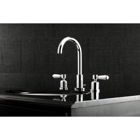 Paris Widespread Bathroom Faucet In Polished Chrome With Solid Brass Build Drip Free Ceramic Disc Cartridge Deck Mount