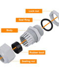 Fifteen Pack NPT One Quarter Inch Nylon Cable Glands For Electrical Strain Relief And Waterproof IP68 Cord Connectors disassembled view