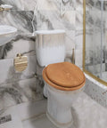Round Wooden Toilet Seat With Metal Hinges Fits American Standard Toilets Easy To Install, Smooth Comfy Surface With Real Wood Veneer Finish