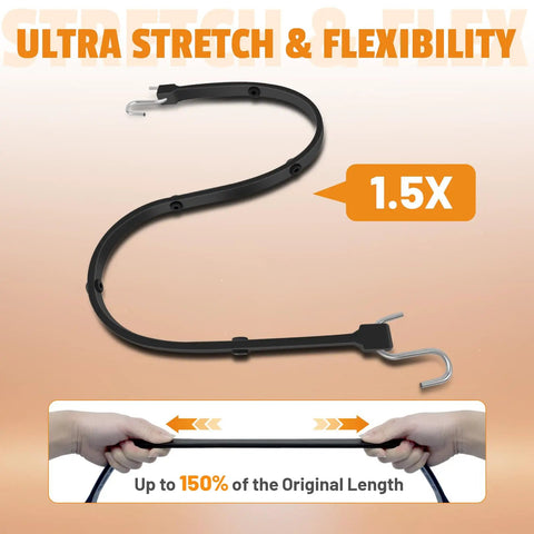 Adjustable 31 Inch Rubber Bungee Cords With Hooks EPDM Heavy Duty Bungee Straps showing 150 percent stretch capacity