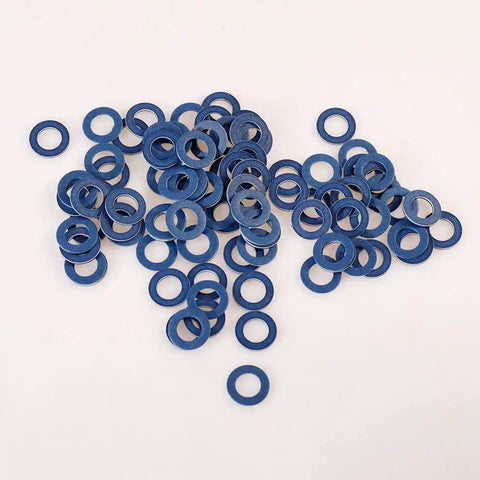 Oil Drain Plug Gasket Replacement Kit For Toyota Lexus Scion Aluminum Crush Washer Seals Heavy Duty 100 Pack Fits OEM 9043012031 90430T0024 9043012018 90430C0005, blue aluminum washers