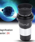 1.25 Inch Plossl Eyepiece Set With 4mm 10mm 25mm Plossl Eyepieces And 2X Barlow Lens With T Adapter against space background