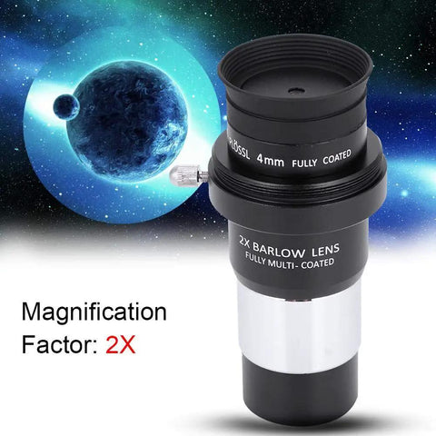 1.25 Inch Plossl Eyepiece Set With 4mm 10mm 25mm Plossl Eyepieces And 2X Barlow Lens With T Adapter against space background
