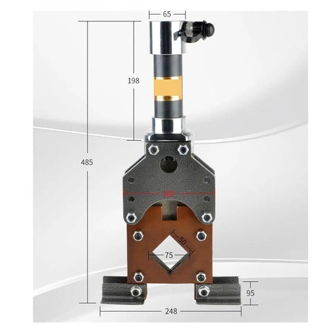 Heavy Duty Hydraulic Square Pipe Cutter For 50mm Steel Tubing, showing precise cutting edges and hydraulic mechanism.