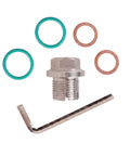 M14.1-1.5 Oversize Piggyback Oil Drain Plug Bolt Kit With Rethread Tool Plus Hex Wrench And O-Rings, stainless steel