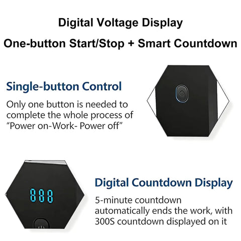 Digital voltage display and single-button control for Heavy Duty 40kHz Ultrasonic Cleanser With Digital Screen And Drop Dead Simple One Button Auto Shut Off.