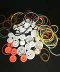 84 Piece Belt Pulley Set For 2mm Shafts With Rubber Bands Plastic Pulleys In Eight Sizes And Four Band Sizes DIY Model Kit