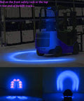 Upgraded Blue Curved Halo LED Forklift Lights 40W DC 10V To 110V Rear Safety Arc Light illuminating the floor around a forklift