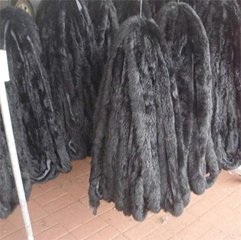 Lux Real Rabbit Fur Trim Pelt In Black 3m Long By 6cm Wide Premium Rabbit Hide Skin Fur Trim Covered Edge For Easy Sewing