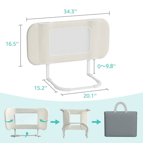 Dimensions of 36 Inch Portable Bed Rail For Toddlers Foldable Travel Guard For Twin Beds And Camper Bunks Easy Setup