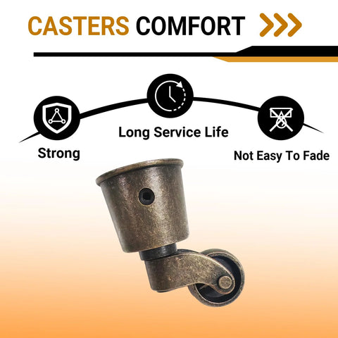 Four Pack Cup Style Swivel Casters For Furniture, Vintage Round Cup Wheels, strong, durable, showcases comfort and longevity.