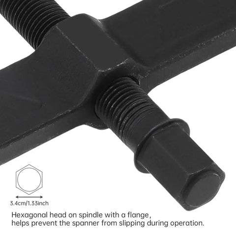 Heavy Duty 20 Inch Two Jaw Gear Puller Badass Chrome Vanadium Bearing Extractor hexagonal head and flange detail, prevents slipping.