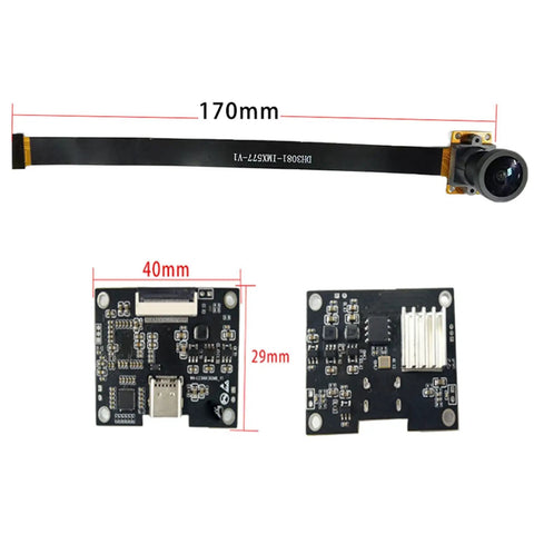 4K 12MP IMX577 CMOS Camera Module With USB 3.0 FPC, 4000 By 3000 High Resolution Sensor, 100 Degree Fixed Focus Lens, components displayed