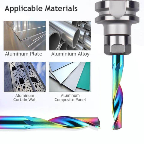 HOZLY CNC router bit, 1/8" shank, 1/8" cutting diameter, DLC-coated tungsten carbide end mill for aluminum