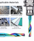 CNC Single Flute Router Bit With One Eighth Inch Shank And One Eighth Inch Cutting Diameter Fifteen Millimeter Cutting Length Solid Tungsten Carbide DLC Coated End Mill For Aluminum Built Tough Milling Cutter Pack Of Ten showing applicable materials aluminum plate, alloy, curtain wall, composite panel