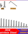 Heavy Duty 304 Stainless Steel Flat Head Hex Socket Screws With Allen Key Fully Threaded Machine Fasteners For Furniture And Garage No Sweat Assembly Hardware Kit Of Twenty Pieces with hex spanner and various sizes displayed.