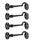Super Sturdy Hefty Swivel Cabinet Latch Lock Made From Dense Wrought Iron With A Sleek Black Coating That Really Kicks Rust To The Curb While Upgrading Your Vintage Home Decor 4.5 Inch 4 Pack set of four heavy-duty black latches