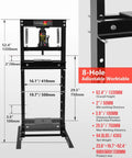 Front view of 12-Ton Hydraulic Shop Press With H-Frame Floor Standing Bearing Press for garage and metalworking heavy-duty adjustable height.
