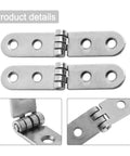 180 Degree Folding Flap Concealed Cabinet Hinges Set, 2 Pack, Heavy Duty, shown open with metal finish