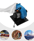 Badass Heavy Duty 1HP Jet Dust Collector With 550Cfm Airflow And Slick Roll Away Wheels 30 Micron Fabric Filter Bag on a black base.