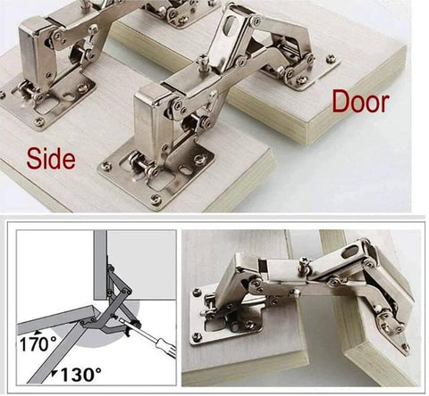 Side view of 2 Pack 175 Degree Hidden Frameless Cabinet Hinges with Hydraulic Soft Close for American Style Cabinets.