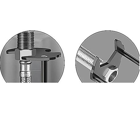 Close-up view of carbon steel Two Pack 4 In 1 Sink Wrenches used for hex nut removal in plumbing repairs.