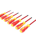 Insulated 7 Piece Screwdriver Set With Ergonomic Non Slip Handles And Magnetic Tips For Electricians Easy Grip And Fatigue Reduction Chrome Steel Shafts For Reliable Electrical Repair And Maintenance, 7 tools