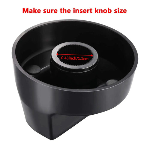 Back of a Universal Stove Knob Replacements for Oven and Range Burners Kit KN002 showing adapter size measurement 0.43 inch/1.1 cm.
