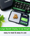 Dual Powered Pocket Scale With Zipper Case, Precise 500g x 0.01g Jewelry and Coin Scale, Huge Backlit Display shown in use