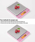 0.01g High Precision Kitchen Scale With 500g Capacity Portable Digital Scale LCD Display Tare Function Dual Tray Batteries Included Pink