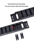 Two Pack Open Type Drag Chain Cable Carrier, 15x30mm Internal Size, Flexible 1 Meter Length With End Connectors, disassembled view