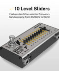 10 Band Graphic EQ Pedal For Guitar And Bass True Bypass Design Compact EQ Seeker for stage use with 10 sliders visible.