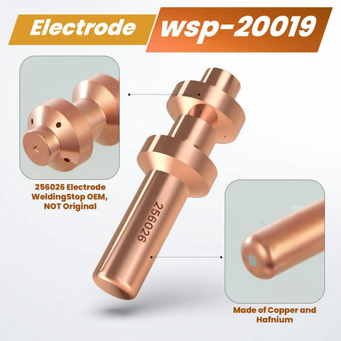 20 Pcs Plasma Cutter Tips And Electrodes Set For XT60 Torch Compatible With Spectrum 875 Auto Line Pro Grade Replacement Parts Includes Electrodes 256026 And Tips 249929 For Durable Long Lasting Welds - Copper electrode WSP-20019 details