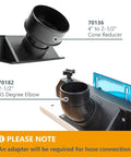 Image showing Router Table Dust Port 2.5 Inch ID And 6.5 Inch Dust Collection Adapter installed with hose connections and elbows.