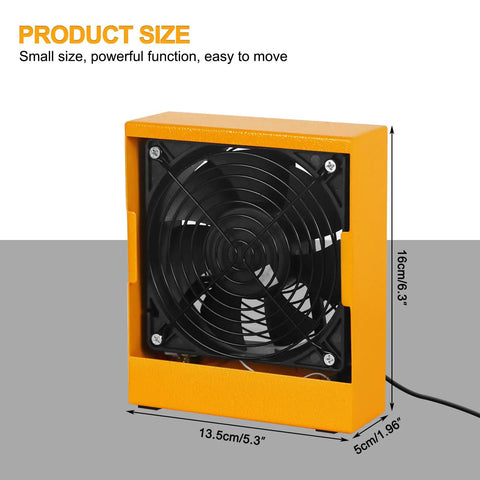 Heavy Duty Solder Fume Extractor With High Suction 2800 RPM Copper Motor Low Noise Smoke Absorber side view dimensions shown