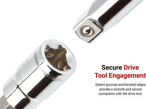 Close-up of One Quarter Inch Drive T27 Torx Bit Socket With S2 Steel Bit Press Fit For A Straight No Loosen Connection.
