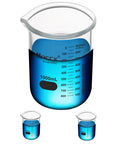 34oz 1000ml Glass Beaker Set Pack of 2 Built To Last Heavy Duty 3.3 Borosilicate Low Form Lab Beakers With Printed Graduation Blue