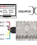 Isolated DC To DC Converter 30V 120V Input To 12V Output 10A 120W Step Down Power Supply with wiring diagram and connectors.