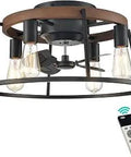 Dope Farmhouse Bladeless Ceiling Fan With Lights And Remote, 20 Inch Rustic Black Finish, industrial barn vibe style