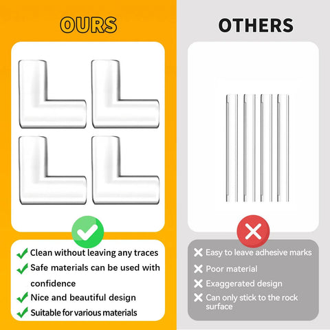 Tough As Nails L Shaped Corner Protectors Shielding Sharp Furniture Edges With Heavy Duty Self Sticking Tape For Kid Proof Home Safety And Baby Guard Covers comparison showing premium corner guards versus inferior options.