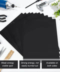 Top-down view of BENECREAT black laser engraving testing paper sheets, A4 11x8.3 in, 10 sheets, double-sided