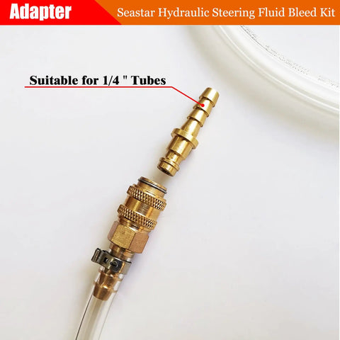 Sea Star Hydraulic Steering Bleed Kit adapter for 1/4 inch tubes with PU copper hose, marine hydraulic bleeder set.